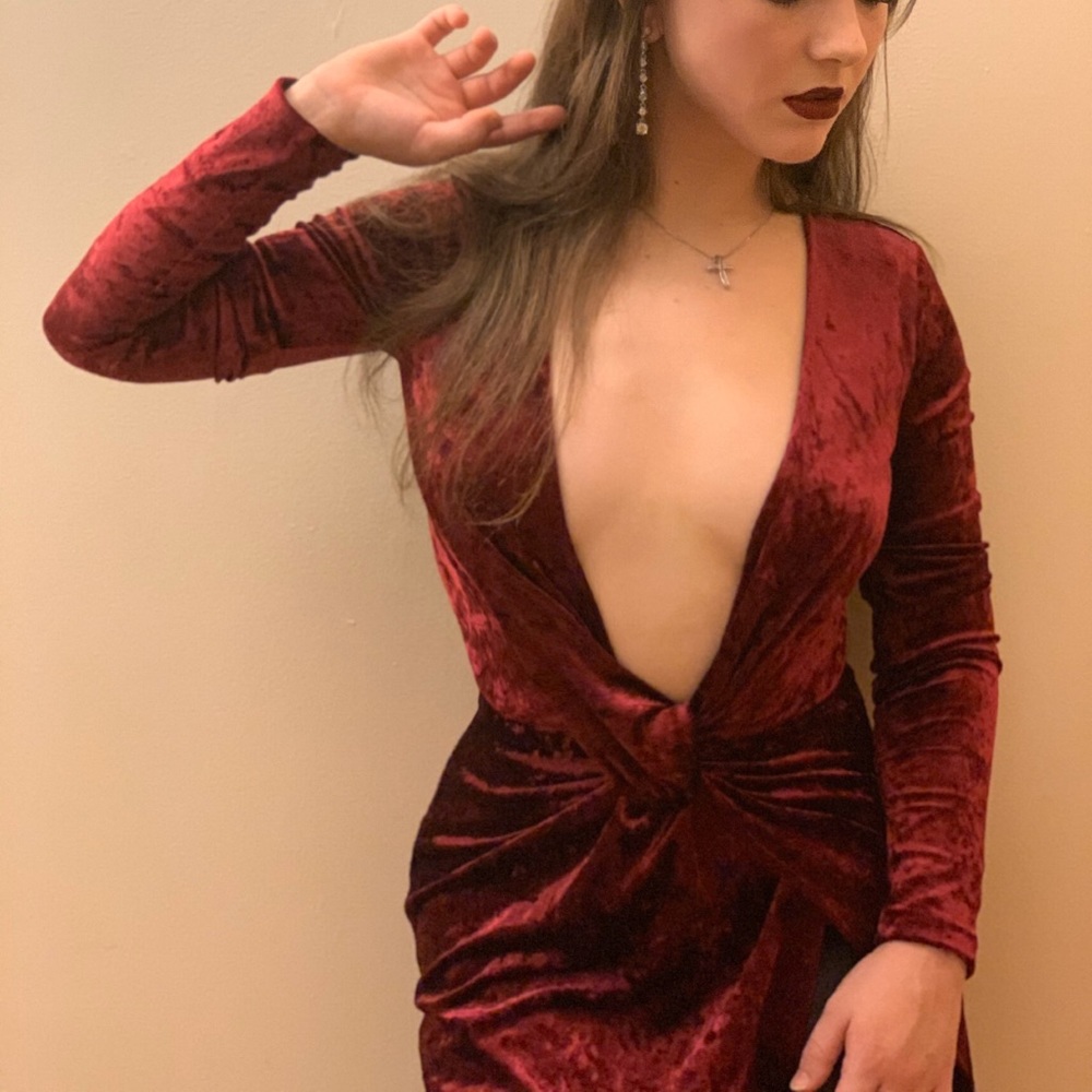 Tobi red velvet cocktail dress
